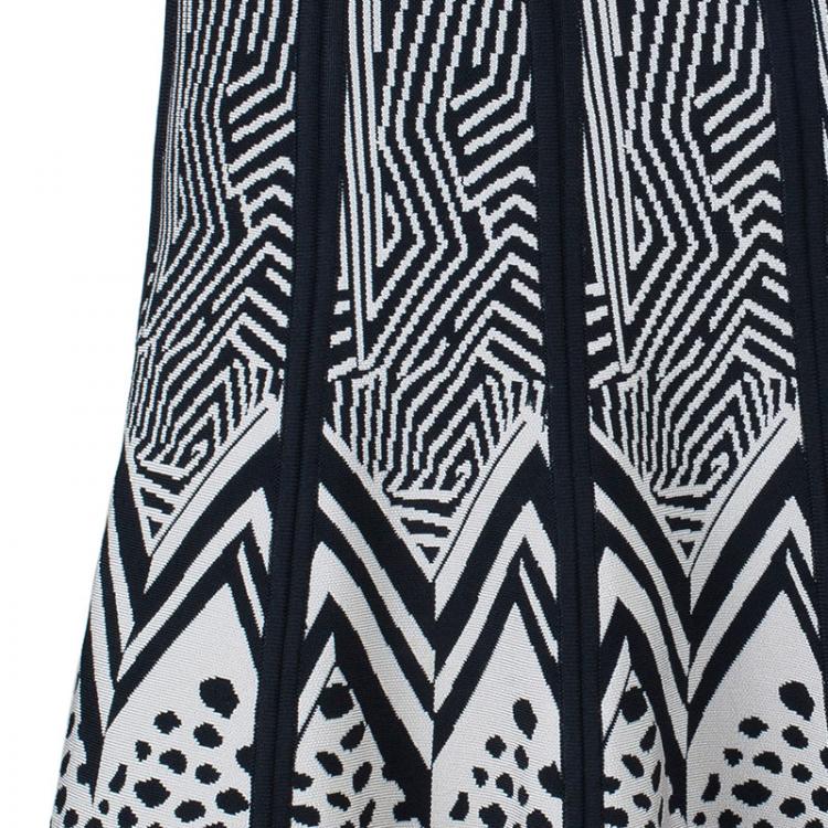 Pre Owned Herve Leger Black and White Bandage Skirt XS