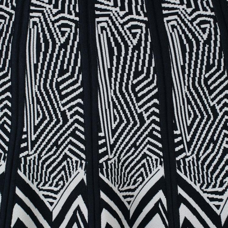 Pre Owned Herve Leger Black and White Bandage Skirt XS