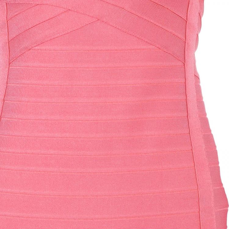 Pre Owned Herve Leger Peach Blush Bandage Dress M