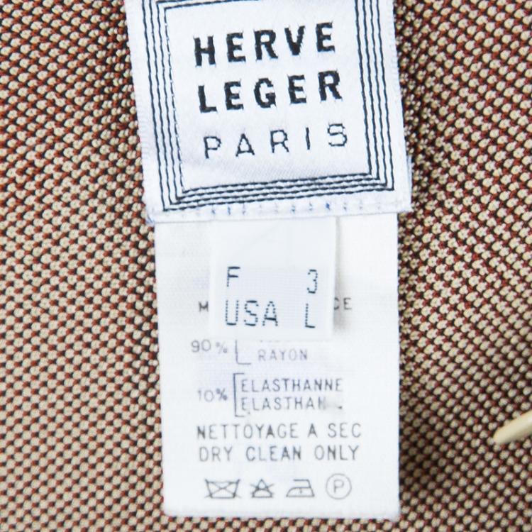Pre Owned Herve Leger Vintage Aztec Print Midi Dress L