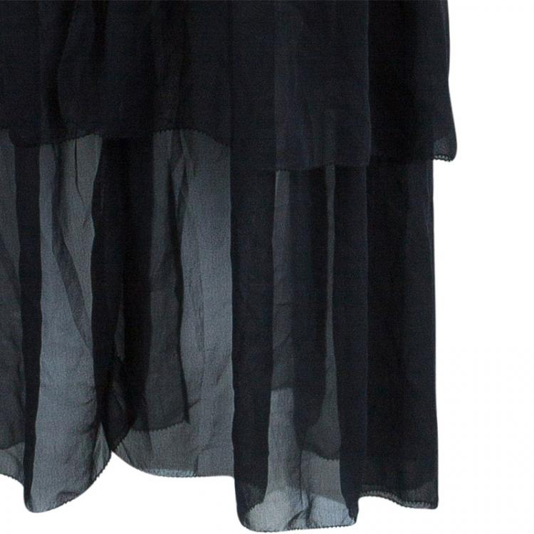 Pre Owned Herve Leger Black Bandage Chiffon Gown L