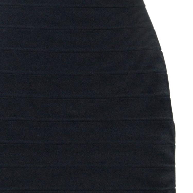Pre Owned Herve Leger Black Bandage Chiffon Gown L