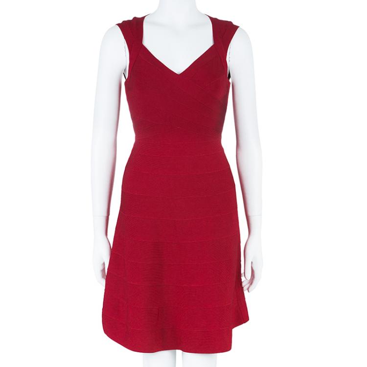 Pre Owned Herve Leger Bruna Flare Dress S