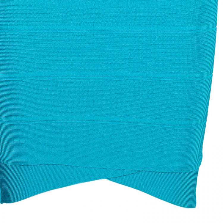 Pre Owned Herve Leger Sela Blue Bandage Dress XS