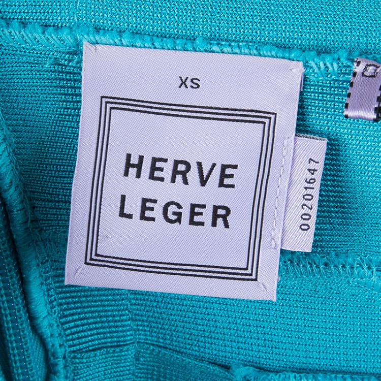 Pre Owned Herve Leger Sela Blue Bandage Dress XS