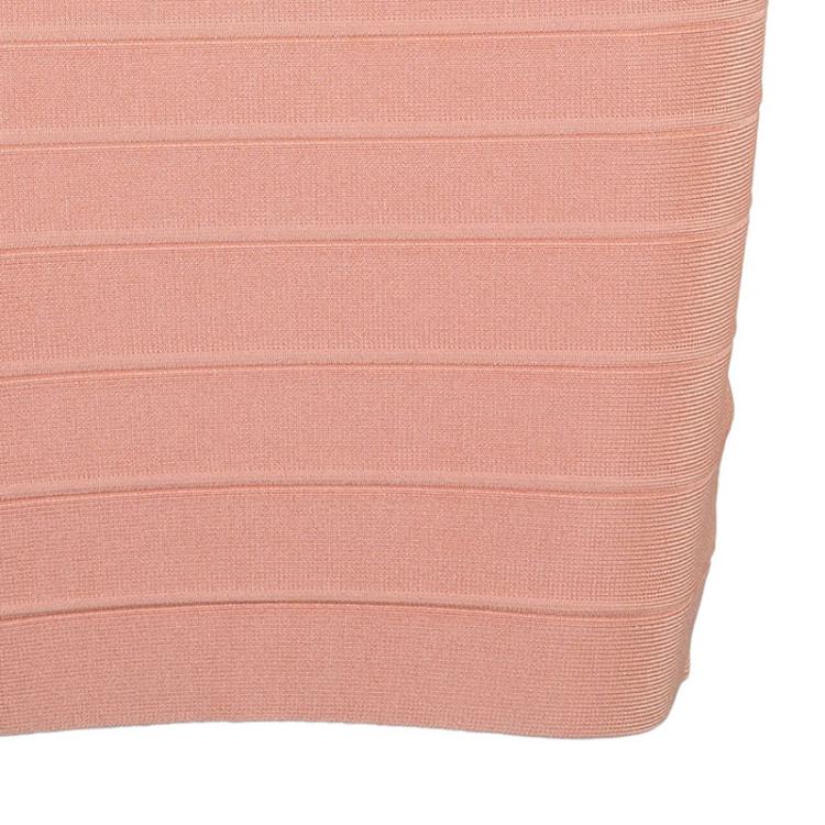 Pre Owned Herve Leger Scarlett Blush Pink Bandage Dress XS