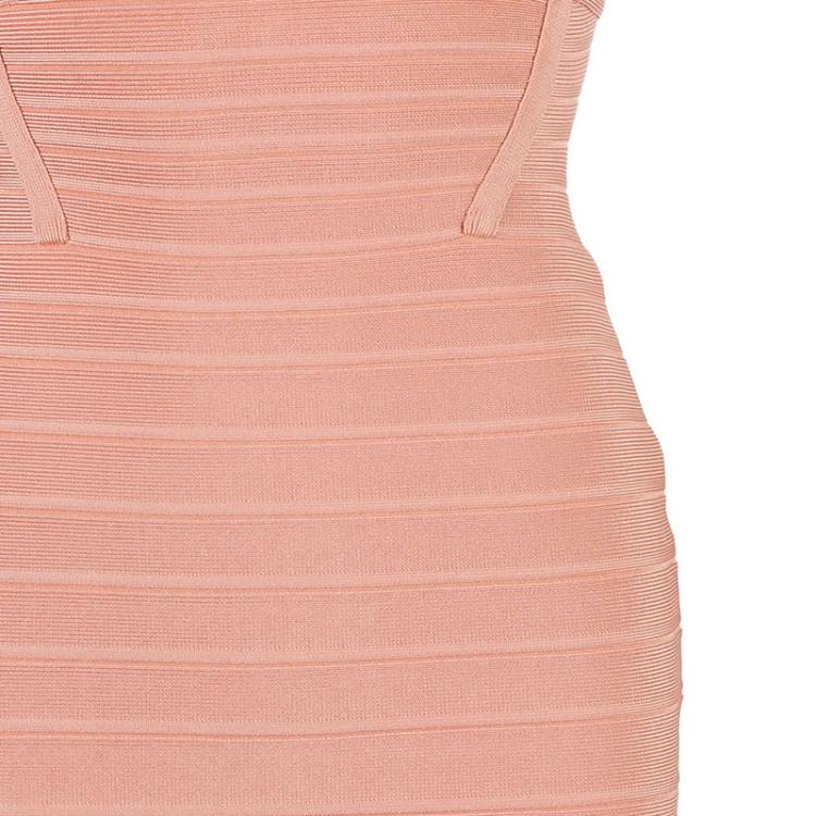 Pre Owned Herve Leger Scarlett Blush Pink Bandage Dress XS
