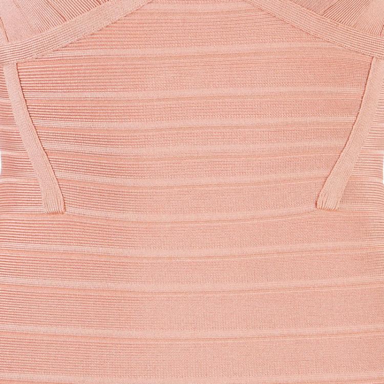 Pre Owned Herve Leger Scarlett Blush Pink Bandage Dress XS