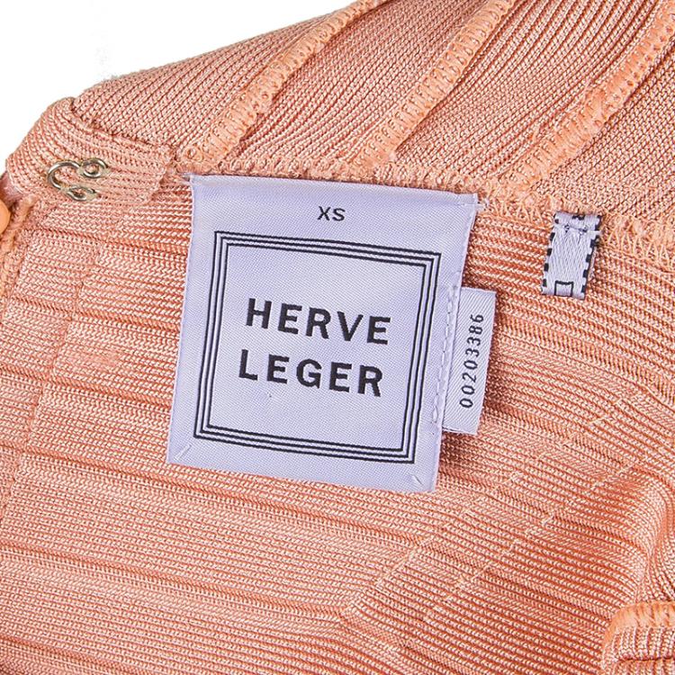 Pre Owned Herve Leger Scarlett Blush Pink Bandage Dress XS