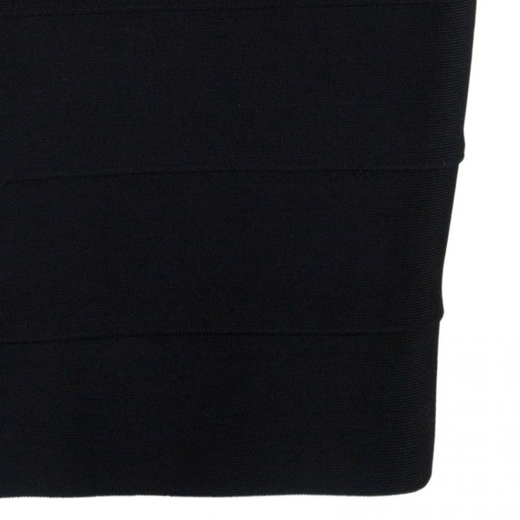 Pre Owned Herve Leger Black Sequin Bandage Dress XS 