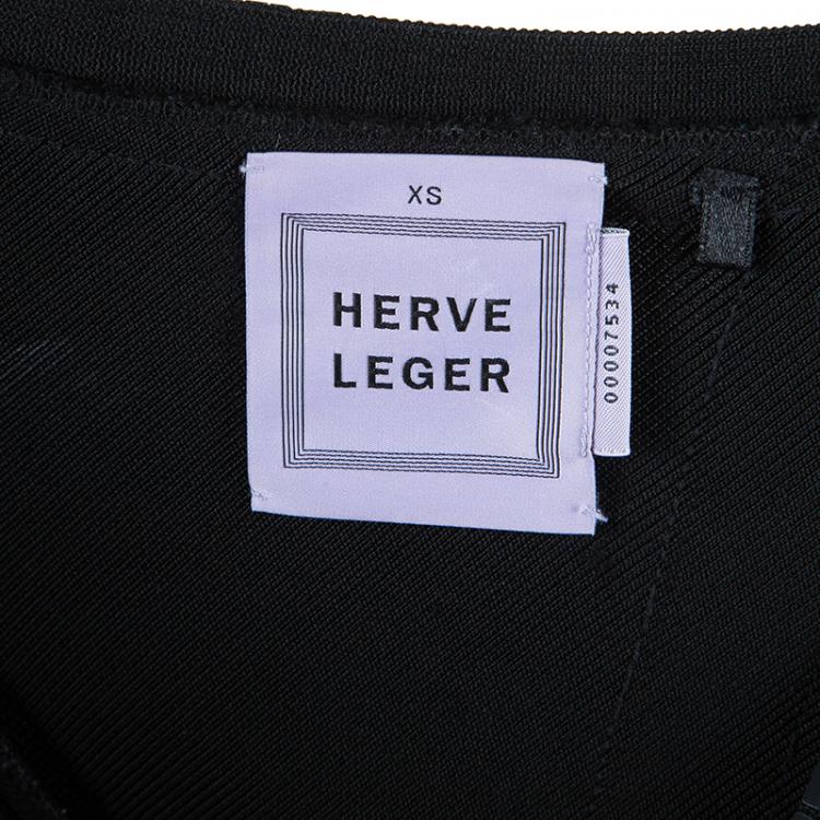 Pre Owned Herve Leger Black Sequin Bandage Dress XS 