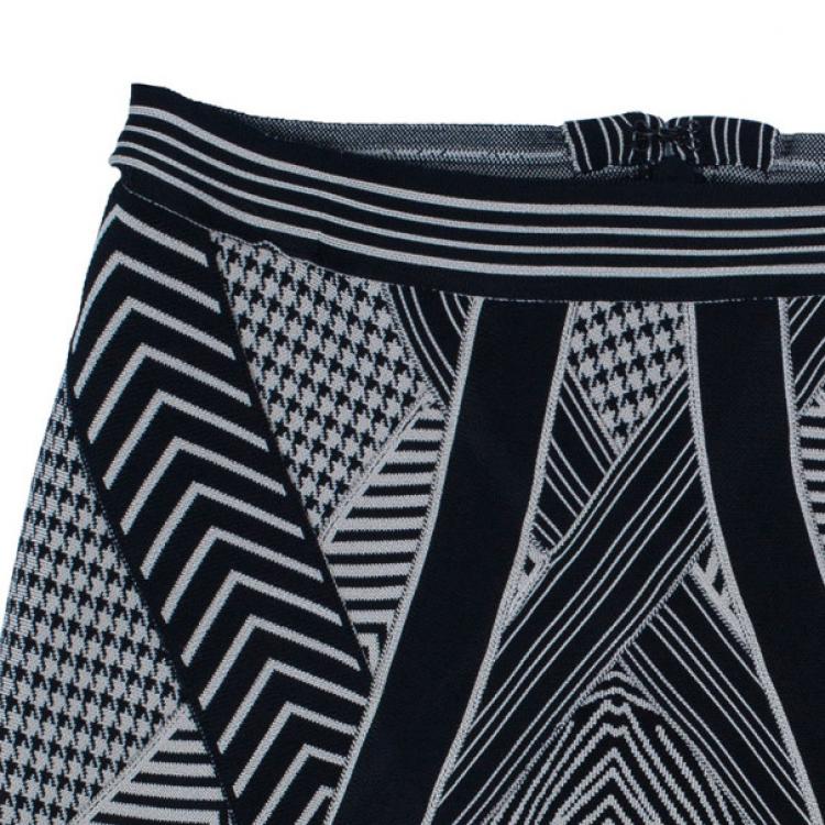 Pre Owned Herve Leger Jacquard Bandage Mini Skirt S