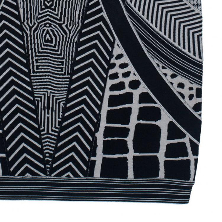Pre Owned Herve Leger Jacquard Bandage Mini Skirt S