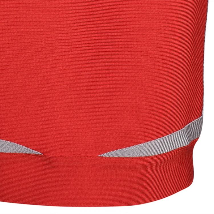 Pre Owned Herve Leger Red Bandage Skirt M