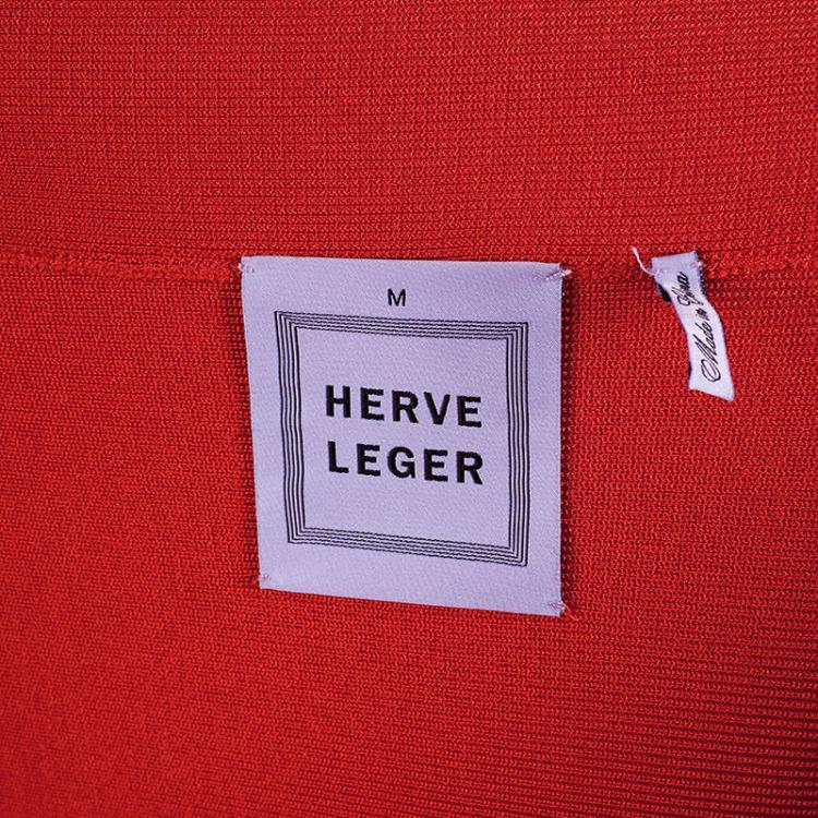 Pre Owned Herve Leger Red Bandage Skirt M