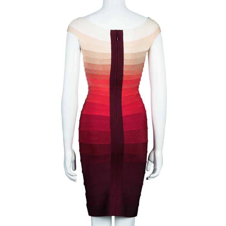مملوكة مسبقًا Herve Leger Multicolor Off Shoulder Bridget Bandage Dress S