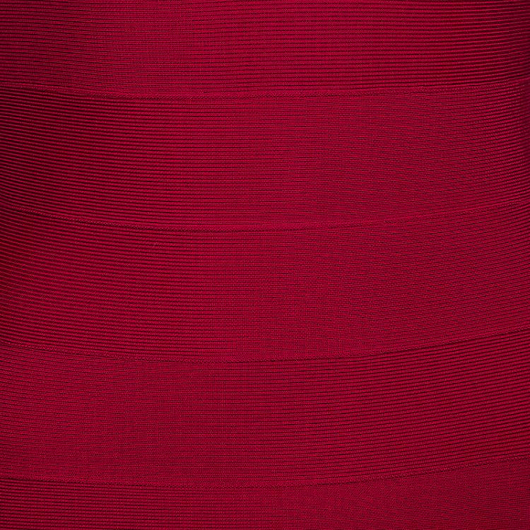 Pre Owned Herve Leger Red Bandage Dress M
