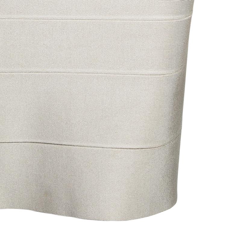 Pre Owned Herve Leger Beige Bandage Dress M
