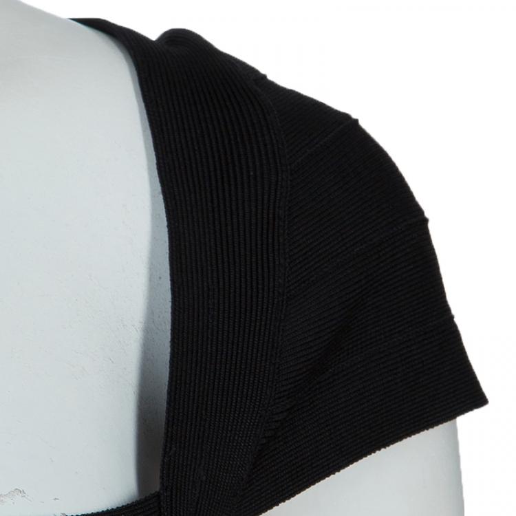 Pre Owned Herve Leger Black Cap Sleeve Bandage Dress XS