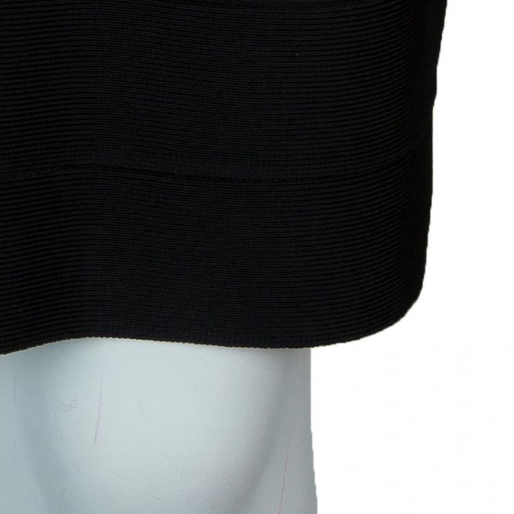 Pre Owned Herve Leger Black Cap Sleeve Bandage Dress XS