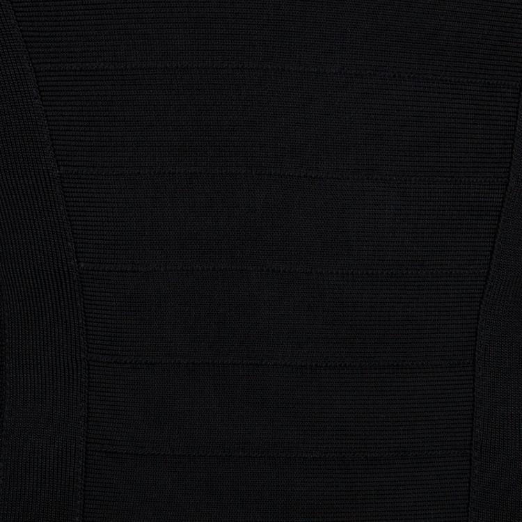 Pre Owned Herve Leger Black Cap Sleeve Bandage Dress XS