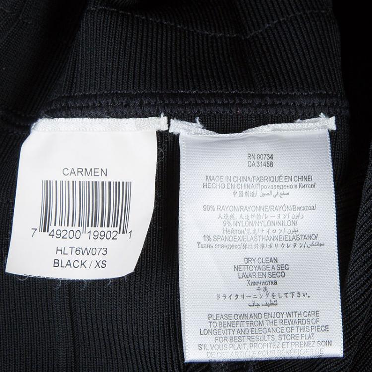 Pre Owned Herve Leger Black Short Sleeve Bandage Dress XS