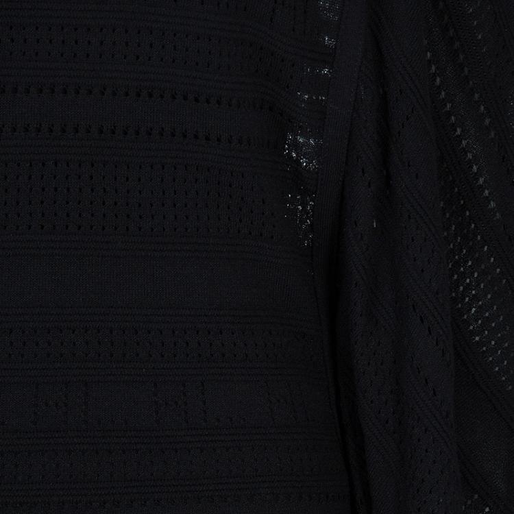 Pre Owned Herve Leger Black Patterned Knit Poncho XS/S