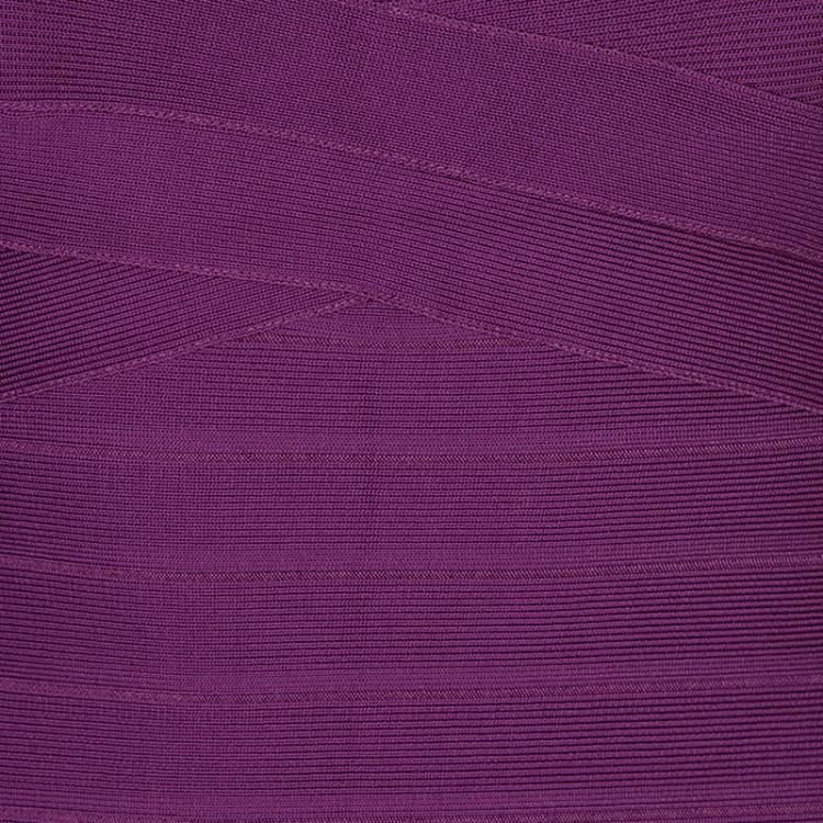 Pre Owned Herve Leger Purple Knit Strapless Bandage Dress S