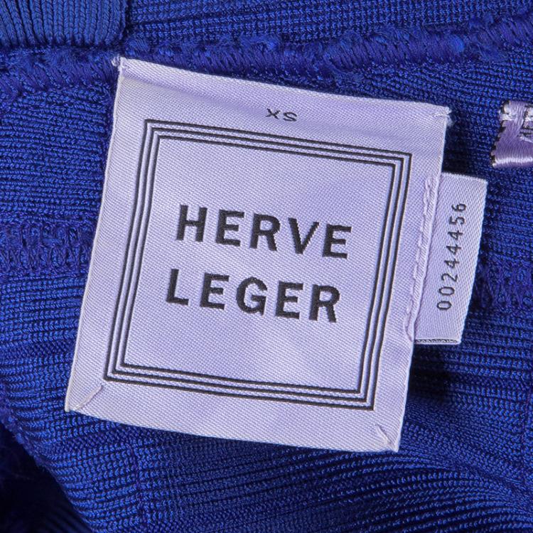 Pre Owned  Herve Leger Blue Knit Sleeveless Bandage Dress XS