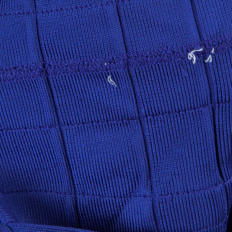 Pre Owned  Herve Leger Blue Knit Sleeveless Bandage Dress XS