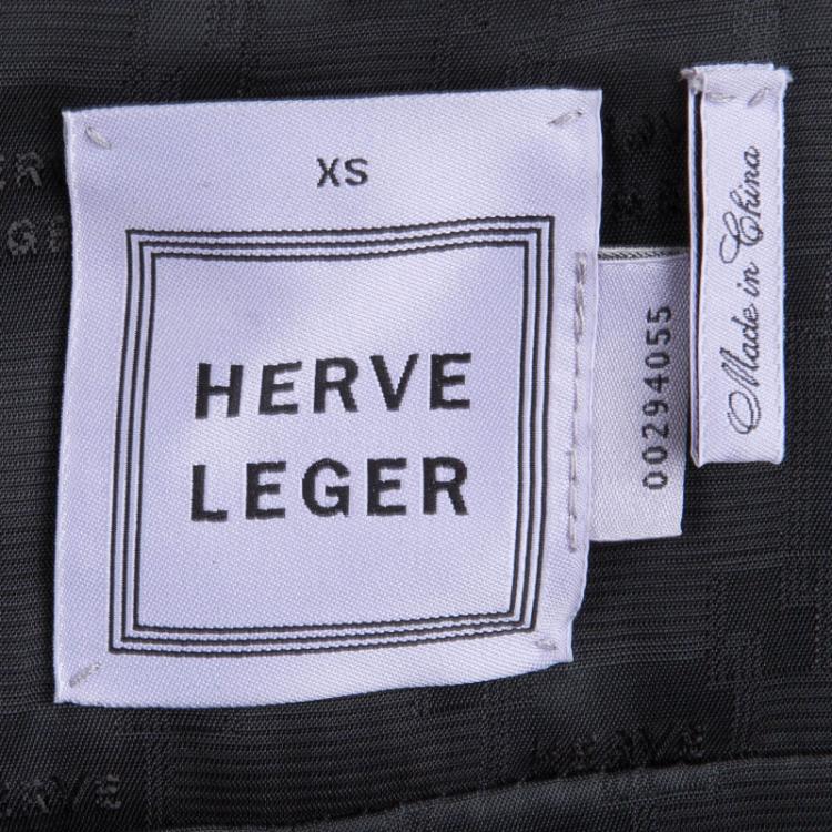 Pre Owned Herve Leger Black Lambskin Leather Fur Trim Vest XS