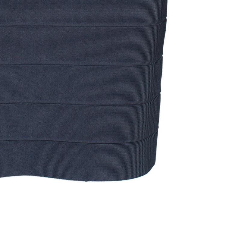 Pre Owned Herve Leger Grey Halterneck Bandage Dress M