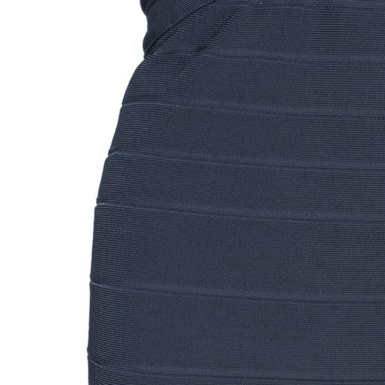 Pre Owned Herve Leger Grey Halterneck Bandage Dress M