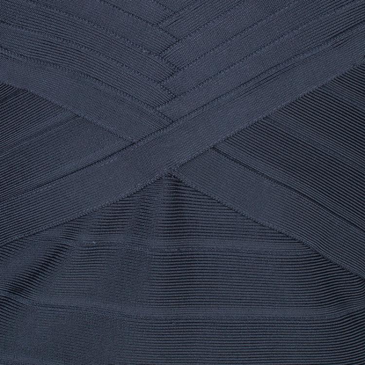 Pre Owned Herve Leger Grey Halterneck Bandage Dress M