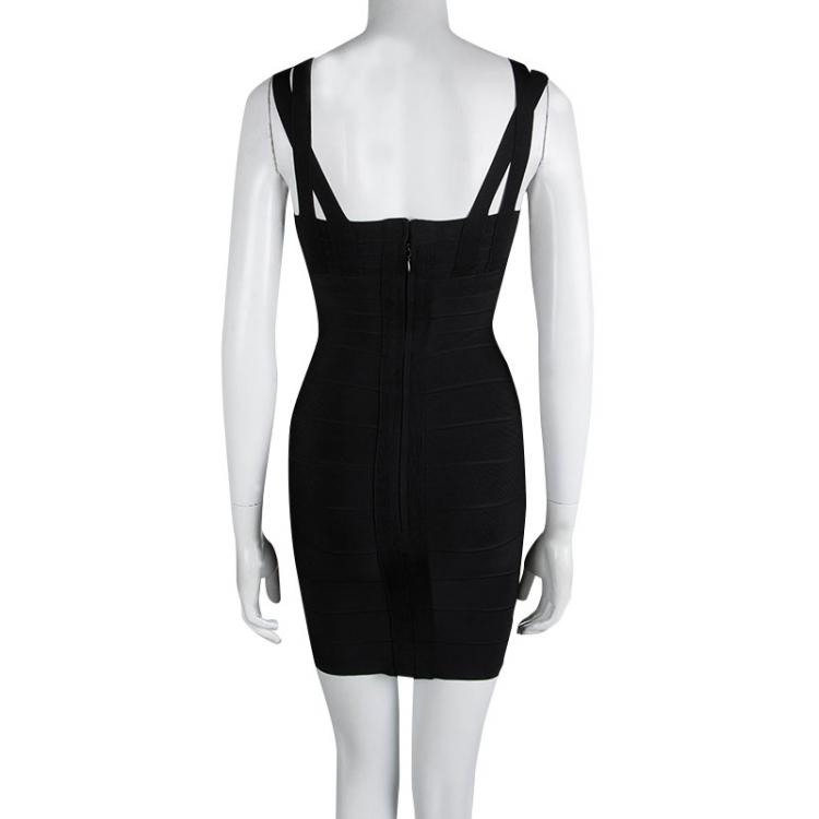 Pre Owned Herve Leger Black Sleeveless Bandage Dress XS