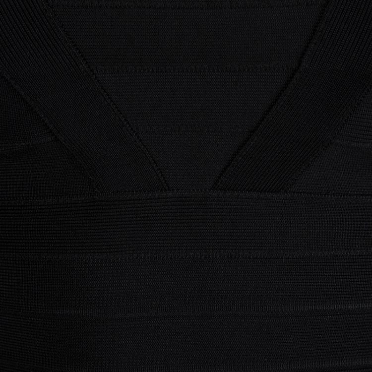 Pre Owned Herve Leger Black Sleeveless Bandage Dress XS