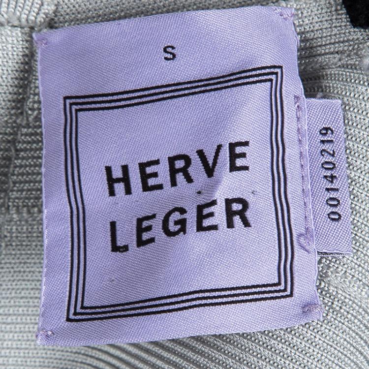 Pre Owned Herve Leger Ice Grey Bandage Makayla Dress S