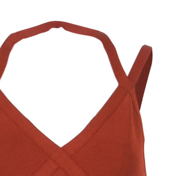 Pre Owned Herve Leger Vintage Tangerine Bandage Gown L