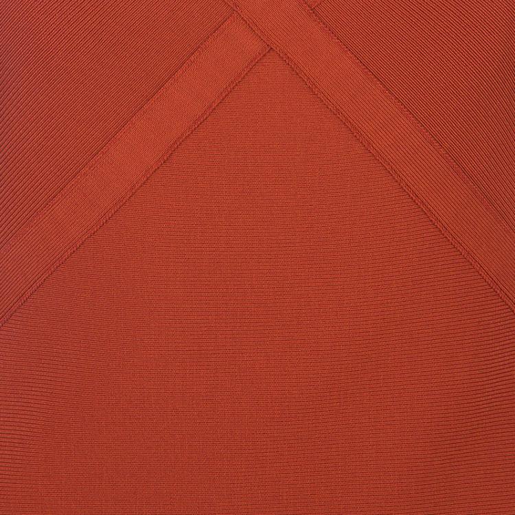 Pre Owned Herve Leger Vintage Tangerine Bandage Gown L
