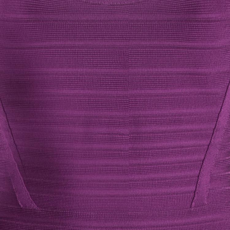 Pre Owned Herve Leger Purple Bandage Donna Maxi Dress S