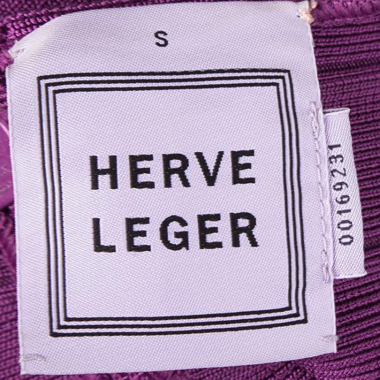 Pre Owned Herve Leger Purple Bandage Donna Maxi Dress S