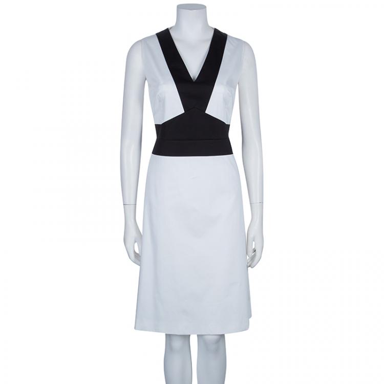 Pre Owned Hugo by Hugo Boss Monochrome Sleeveless Dress L