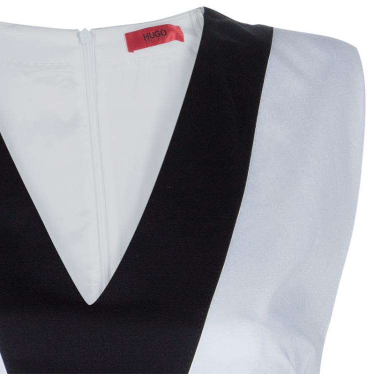 Pre Owned Hugo by Hugo Boss Monochrome Sleeveless Dress L
