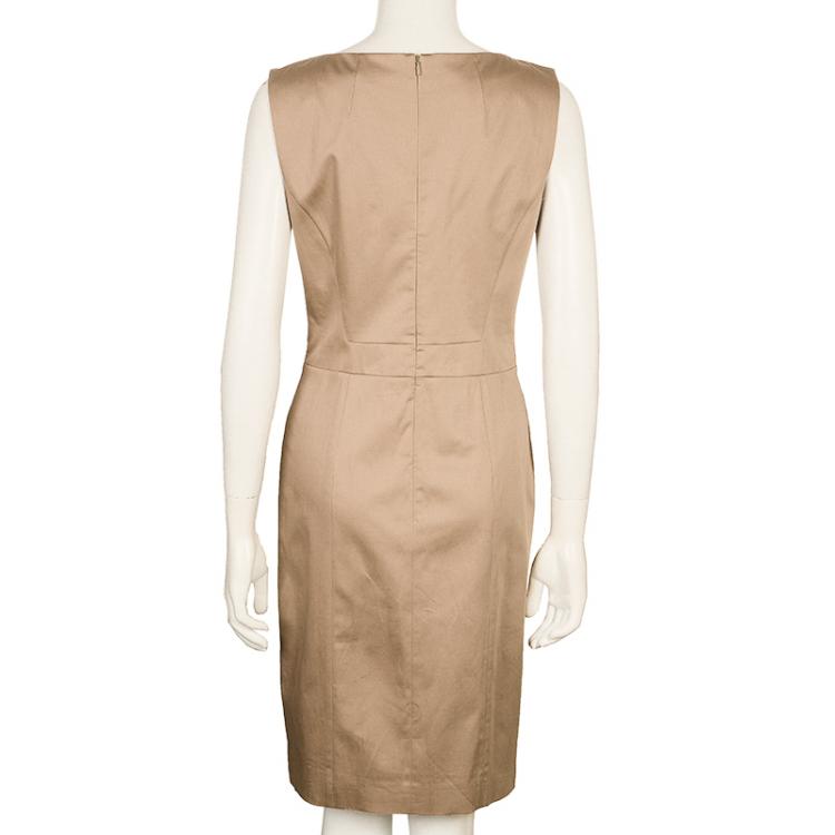 Pre Owned Hugo by Hugo Boss Beige Sleeveless Dress M