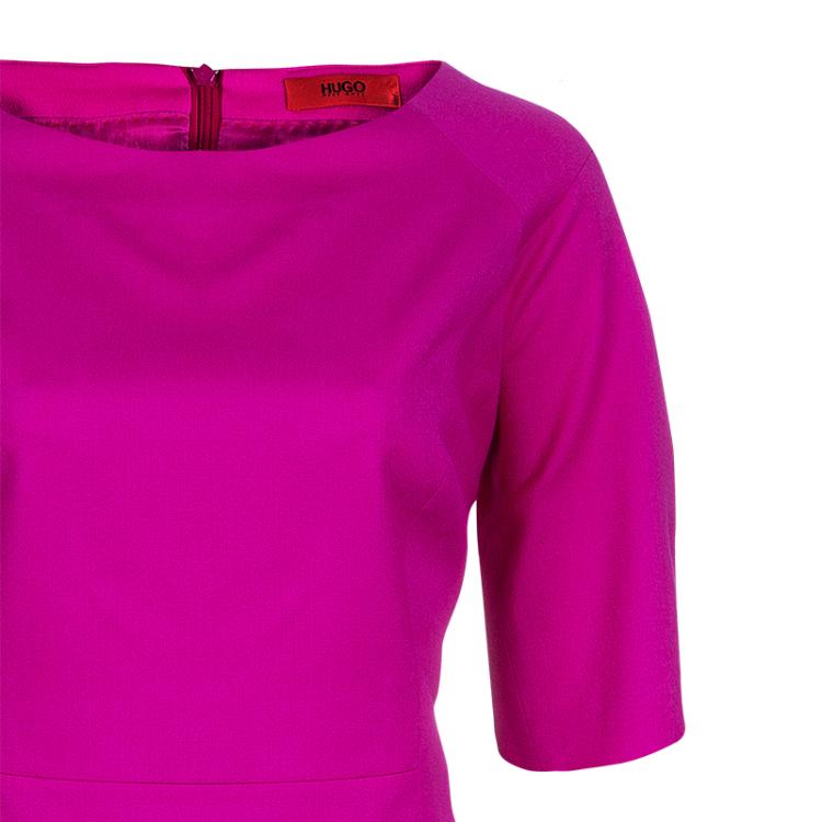 Pre Owned Hugo by Hugo Boss Pink Koletta Wool Dress M