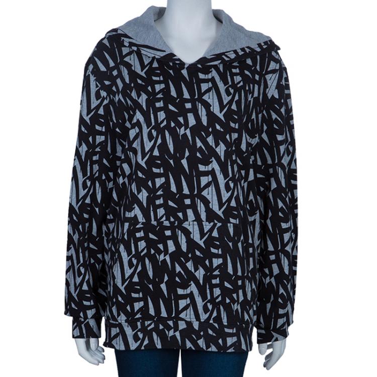 Pre Owned Hugo by Hugo Boss Grey and Black Sweater L