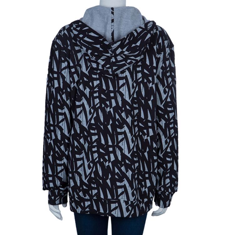 Pre Owned Hugo by Hugo Boss Grey and Black Sweater L