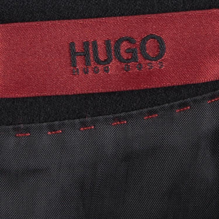 Pre Owned Hugo By Hugo Boss Black Wool V-Neck Kinata Dress M