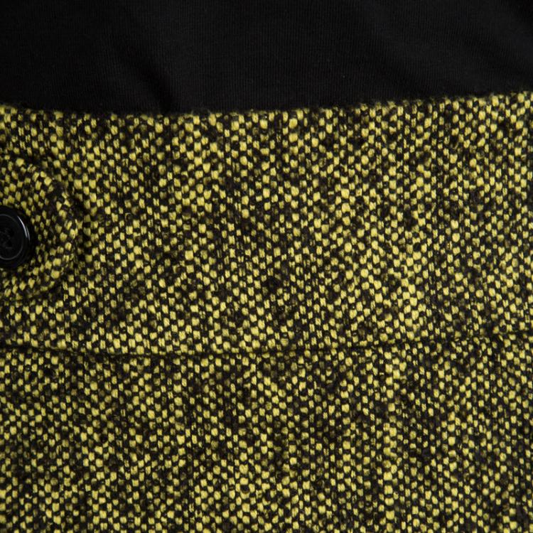 Pre Owned Hugo By Hugo Boss Yellow Textured Knit Regilla Skirt M
