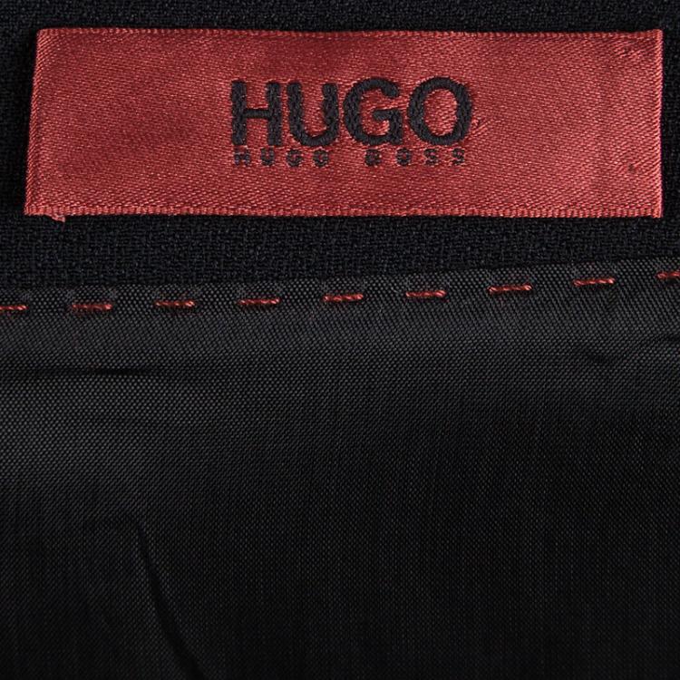 Pre Owned Hugo By Hugo Boss Black Long Sleeve Gathered Waist Kirena Dress S
